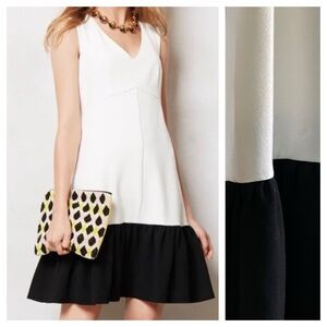 Anthropologie Leifsdottir Black Cream White Trumpet Hem Dress 14